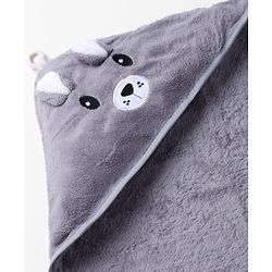 Babyhug Knit Soft Microfiber Towel With Hood Emroidery L 81 x B 81 cm - Grey
