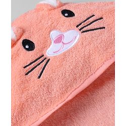 Babyhug Knit Soft Microfiber Hooded Towel With Bear Print L 80 x B 80 cm - Orange
