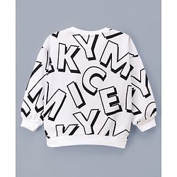 Babyhug Disney Cotton Terry Knit Drop Shoulder Sweatshirt with Full Sleeves and Mickey Mouse Graphic - White
