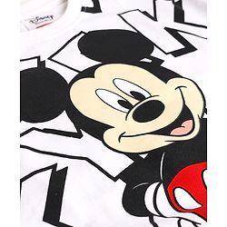 Babyhug Disney Cotton Terry Knit Drop Shoulder Sweatshirt with Full Sleeves and Mickey Mouse Graphic - White
