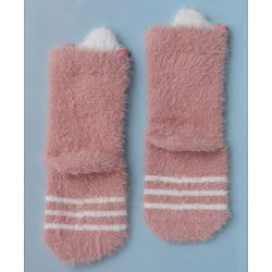 Cute Walk by Babyhug Cotton Blend Knit Mid Calf Socks With Puppy Applique - Plum
