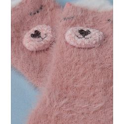 Cute Walk by Babyhug Cotton Blend Knit Mid Calf Socks With Puppy Applique - Plum