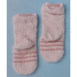 Cute Walk by Babyhug Cotton Blend Knit Mid Calf Socks With Puppy Applique - Plum