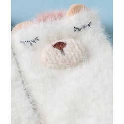 Cute Walk by Babyhug Cotton Blend Knit Mid Calf Socks With Puppy Applique - Plum