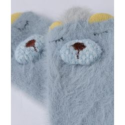 Cute Walk by Babyhug Cotton Blend Mid Calf Knit Socks With Puppy Applique - Blue