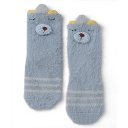 Cute Walk by Babyhug Cotton Blend Mid Calf Knit Socks With Puppy Applique - Blue
