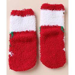 Cute Walk by Babyhug Knit Mid Calf Length Woolen Socks With Snow Design - Red