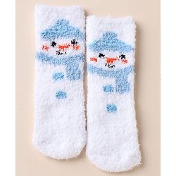 Cute Walk by Babyhug Knit Mid Calf Length Woolen Socks With Snow Design - White Blue