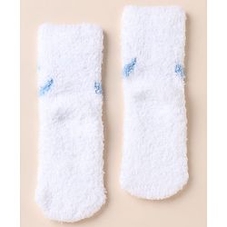 Cute Walk by Babyhug Knit Mid Calf Length Woolen Socks With Snow Design - White Blue