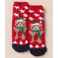 Cute Walk by Babyhug Mid Calf Length Woolen Socks With Snow Design - Red