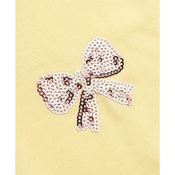 Babyhug Heavy Gauge 100% Cotton Knit Full Sleeves Sweatshirt with Bow Sequins - Yellow