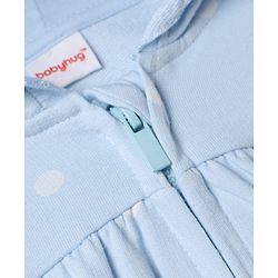 Babyhug 100% Cotton Knit Front Open Heavy Gauge Sweatshirt with Full Sleeves and Polka Dots Print - Light Blue