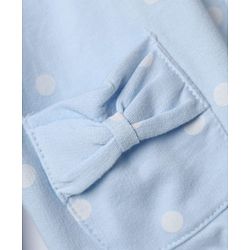 Babyhug 100% Cotton Knit Front Open Heavy Gauge Sweatshirt with Full Sleeves and Polka Dots Print - Light Blue