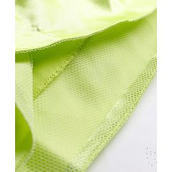 Babyhug Solid Mesh Woven and Lace Puff Sleeves Party Dress with  Bow Applique - Green