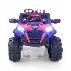 Babyhug Battery Operated Ride-On Jeep with Remote Control| Openable Doors, Music & LED Lights| Magic Swing Mode| Rechargeable Blattery| 20 kg Capacity| Toy for 18 Months6 Years| Black & Red