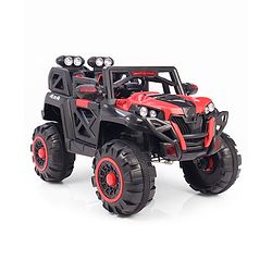 Babyhug Battery Operated Ride-On Jeep with Remote Control| Openable Doors, Music & LED Lights| Magic Swing Mode| Rechargeable Blattery| 20 kg Capacity| Toy for 18 Months6 Years| Black & Red