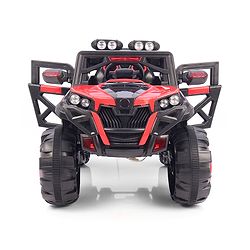Babyhug Battery Operated Ride-On Jeep with Remote Control| Openable Doors, Music & LED Lights| Magic Swing Mode| Rechargeable Blattery| 20 kg Capacity| Toy for 18 Months6 Years| Black & Red