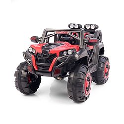Babyhug Battery Operated Ride-On Jeep with Remote Control| Openable Doors, Music & LED Lights| Magic Swing Mode| Rechargeable Blattery| 20 kg Capacity| Toy for 18 Months6 Years| Black & Red