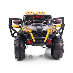 Babyhug Battery Operated Ride-On Jeep with Remote Control| Openable Doors, Music & LED Lights| Magic Swing Mode| Rechargeable Blattery| 20 kg Capacity| Toy for 18 Months6 Years| Black & Red