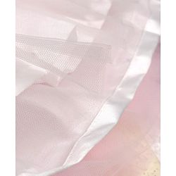 Babyhug Woven Solid Mesh with Embroidered Lace and Sequins York Sleeveless Party Gown with Corsage Bow - Pink