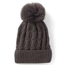 Babyhug Knit Woollen Pom Pom Cap Grey - Diameter 11 cm
