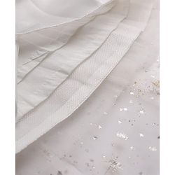 Babyhug Mesh Woven Foil Printed and Puff Sleeves Party Dress with Corsage  - White