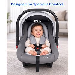 Babyhug Cloud Cradle 3-in-1 Baby Carry Cot  White Grey| Rocker & Baby Seat| Safety Harness| Adjustable Canopy| Lightweight Portable Design| Removable & Washable Cover| 015 Months