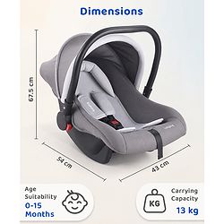 Babyhug Cloud Cradle 3-in-1 Baby Carry Cot  White Grey| Rocker & Baby Seat| Safety Harness| Adjustable Canopy| Lightweight Portable Design| Removable & Washable Cover| 015 Months