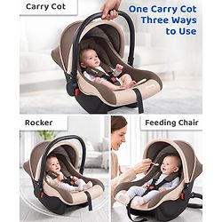 Babyhug Cloud Cradle 3-in-1 Baby Carry Cot  White Grey| Rocker & Baby Seat| Safety Harness| Adjustable Canopy| Lightweight Portable Design| Removable & Washable Cover| 015 Months