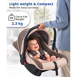 Babyhug Cloud Cradle 3-in-1 Baby Carry Cot  White Grey| Rocker & Baby Seat| Safety Harness| Adjustable Canopy| Lightweight Portable Design| Removable & Washable Cover| 015 Months