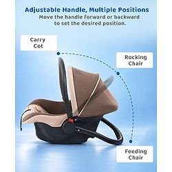 Babyhug Cloud Cradle 3-in-1 Baby Carry Cot  White Grey| Rocker & Baby Seat| Safety Harness| Adjustable Canopy| Lightweight Portable Design| Removable & Washable Cover| 015 Months