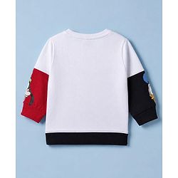 Babyhug Disney 100% Cotton Terry Knit Full Sleeves Sweatshirt and Pant Mickey Mouse Print in White
