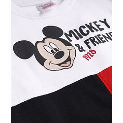 Babyhug Disney 100% Cotton Terry Knit Full Sleeves Sweatshirt and Pant Mickey Mouse Print in White