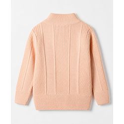 Babyhug Knit Pullover with Full Sleeves & Cable Knit Design - Peach