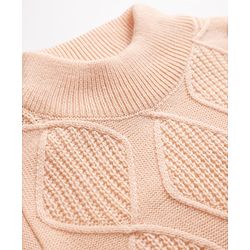 Babyhug Knit Pullover with Full Sleeves & Cable Knit Design - Peach