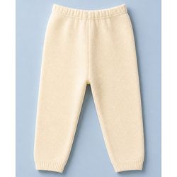 Babyhug Knit Full Sleeves Striped Sweater Set with B patch - Cream