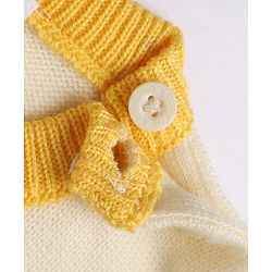 Babyhug Knit Full Sleeves Striped Sweater Set with B patch - Cream