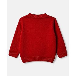 Babyhug Knit Full Sleeves Sweater and Pant Set with Cable Knit - Red