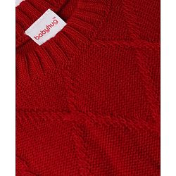 Babyhug Knit Full Sleeves Sweater and Pant Set with Cable Knit - Red