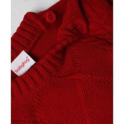 Babyhug Knit Full Sleeves Sweater and Pant Set with Cable Knit - Red