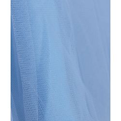 Babyhug Solid Mesh Woven Sequined Embroidery Sleeveless Party Dress with Bow Applique - Blue