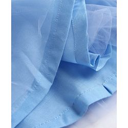 Babyhug Solid Mesh Woven Sequined Embroidery Sleeveless Party Dress with Bow Applique - Blue