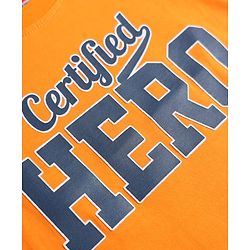 Babyhug 100% Cotton Knit T-Shirt with Full Sleeves and Certified Hero Print - Orange