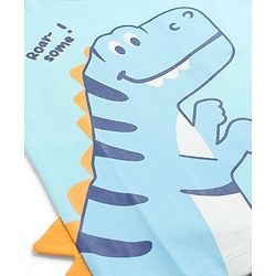 Babyhug 100% Cotton Knit T-Shirt with Half Sleeves and Dinosaur Print - Sky Blue