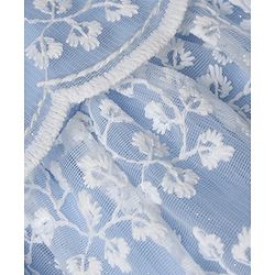 Babyhug Mesh Woven Sleeveless Party Frock With Floral Embroidery - Blue