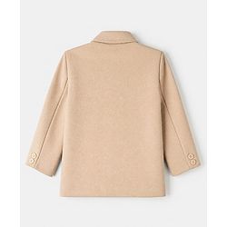 Babyhug Knit Full Sleeves Solid Blazer With Printed T-shirt in Beige