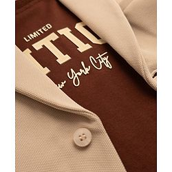 Babyhug Knit Full Sleeves Solid Blazer With Printed T-shirt in Beige