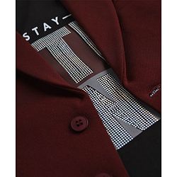 Babyhug Knit Full Sleeves Solid Blazer with Printed T-Shirt - Maroon