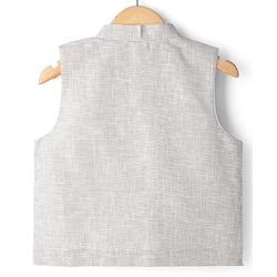 Babyhug Woven Full Sleeves  Shirt with Solid Jacket and Trousers  - Grey
