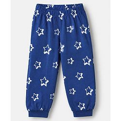 Babyhug Cotton Knit Full Sleeves T-Shirt & Pajama Night Suit with Best Dad in The Galaxy Text & Stars Print - Navy Blue